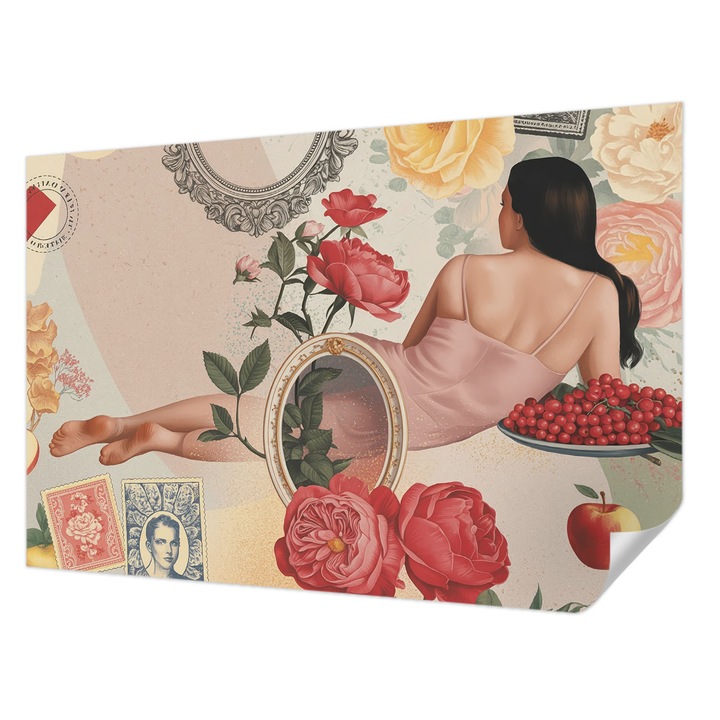 Öntapadós Dekor Tapéta, Wallfluent, Virágos elegancia, Bézs, 104 x 70 cm, Modern Dizájn, Könnyen Felszerelhető És Tisztítható, 010170060170000284743