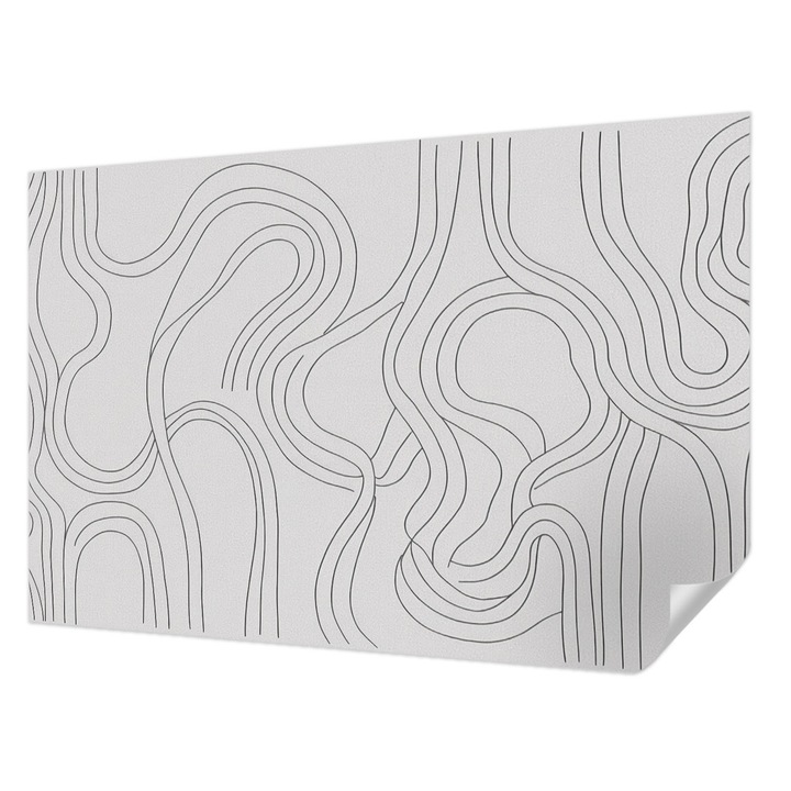 Öntapadós Tapéta Fali Dekoráció, Wallfluent, Organikus vonalak, Fehér, 104 x 70 cm, Könnyen Tisztítható, Nedvességálló, 010170060170000284781