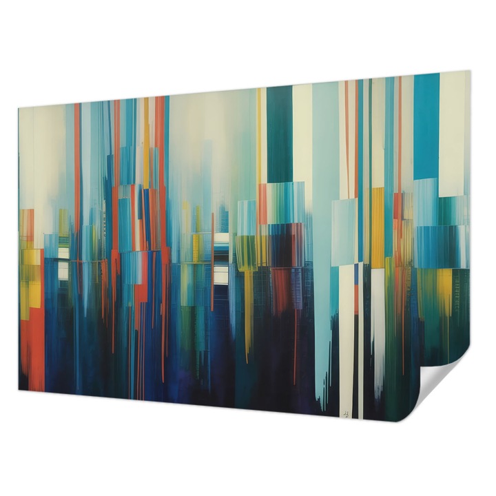 Öntapadós Fotótapéta Falra, Wallfluent, Absztrakt csíkok, Kék, 104 x 70 cm, Klasszikus, Könnyen Felszerelhető, 010170060170000284802