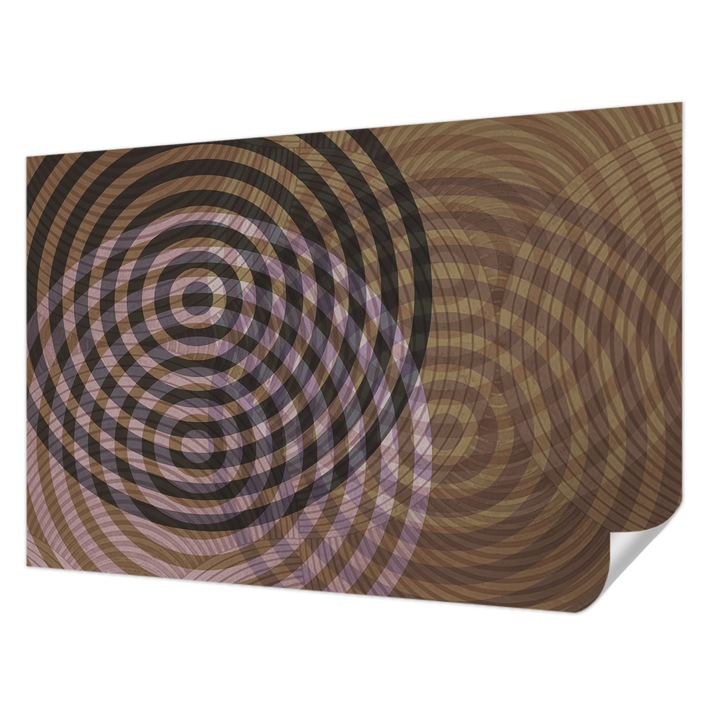 Öntapadós Dekor Tapéta, Wallfluent, Hipnotizáló körök, Barna, 104 x 70 cm, Fali Dekoráció, Nedvesség- És Foltálló, 010170060170000284931