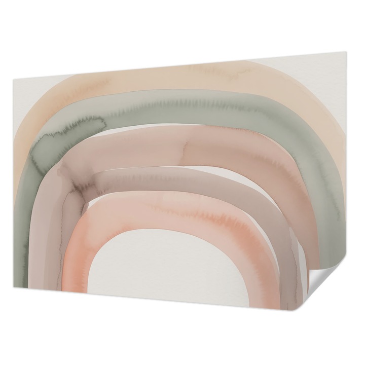 Öntapadós Dekor Tapéta, Wallfluent, Szivárvány ívek, Bézs, 104 x 70 cm, Dekoráció, Falra, 010170060170000284968