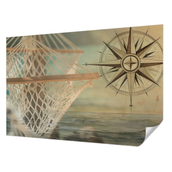 Öntapadós Tapéta Fali Dekoráció, Wallfluent, Tengeri kikapcsolódás, Bézs, 104 x 70 cm, Klasszikus, Könnyen Felszerelhető, 010170060170000285006