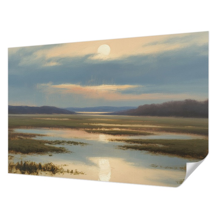 Öntapadós Tapéta Fali Dekoráció, Wallfluent, Légköri táj, Kék, 104 x 70 cm, Klasszikus, Könnyen Felszerelhető, 010170060170000285074