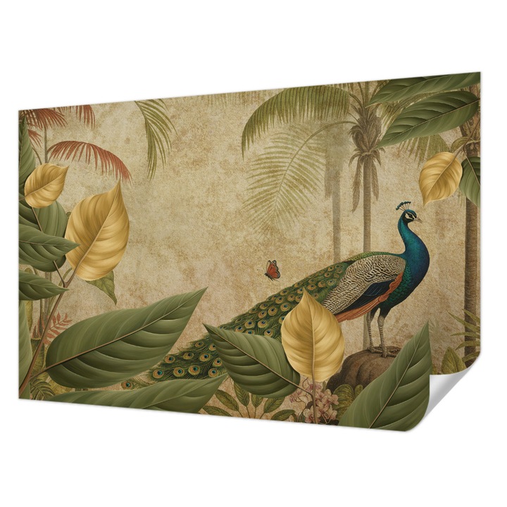 Öntapadós Tapéta Fali Dekoráció, Wallfluent, Egzotikus madár, Szürke, 104 x 70 cm, Könnyen Tisztítható, Nedvességálló, 010170060170000285103