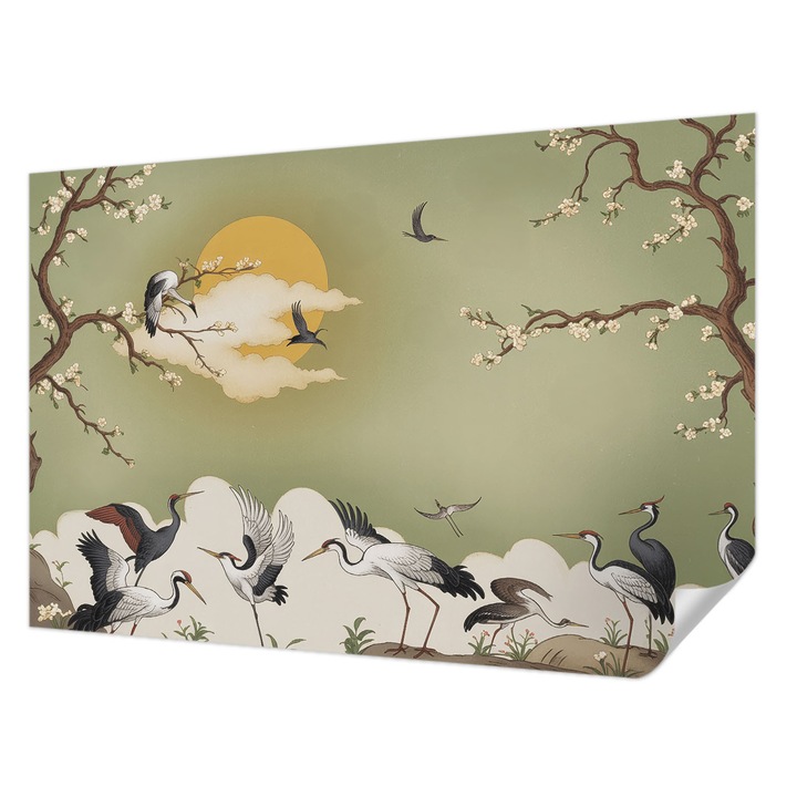 Öntapadós Fotótapéta Falra, Wallfluent, Elegáns természet, Zöld, 104 x 70 cm, Előszobába, Hálószobába, 010170060170000285130