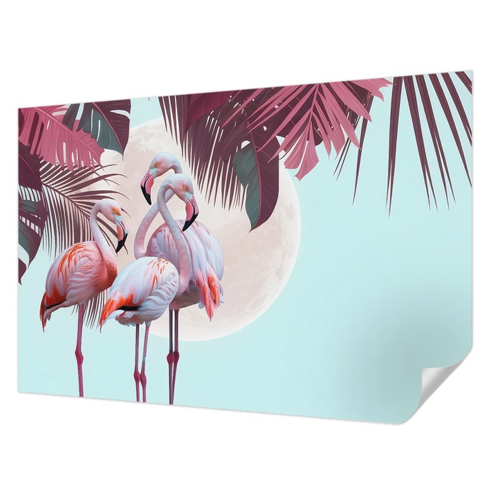 Fali Fotótapéta Autocolant, Wallfluent, Pasari exotice, Roz, 104 x 70 cm, Pentru Sufragerie, Dormitor, 010170060170000285159