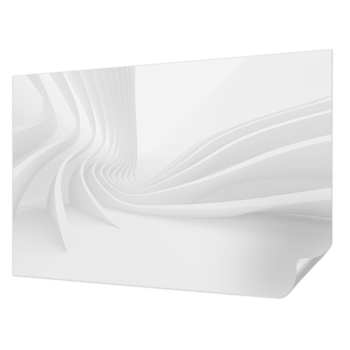 Öntapadós Tapéta Fali Dekoráció, Wallfluent, Hullámos vonalak, Fehér, 104 x 70 cm, Modern Dizájn, Könnyen Felszerelhető És Tisztítható, 010170060170000285240