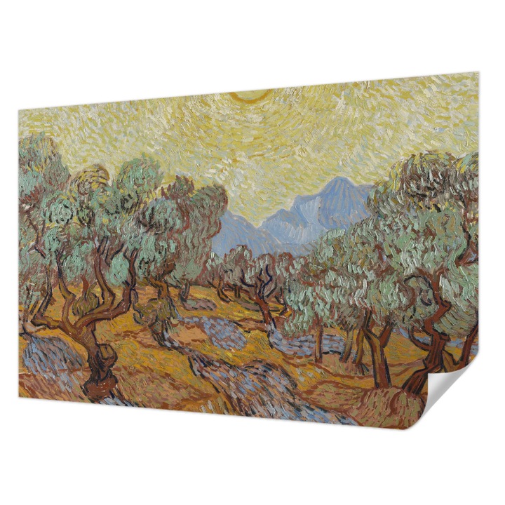 Öntapadós Tapéta Fali Dekoráció, Wallfluent, Olajfák, Sárga, 104 x 70 cm, Előszobába, Hálószobába, 010170060170000285397