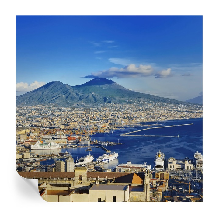 Fototapet autocolant Tulup, panorama de pe litoral, albastru, 250x250cm