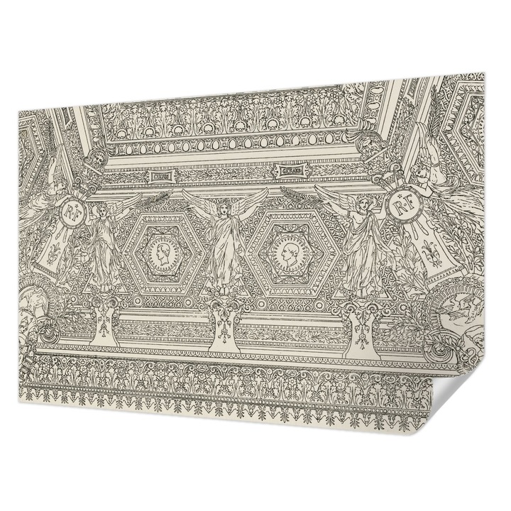 Öntapadós Tapéta Fali Dekoráció, Wallfluent, Klasszikus dísz, Fehér, 104 x 70 cm, Nappaliba, Konyhába, 010170060170000285576