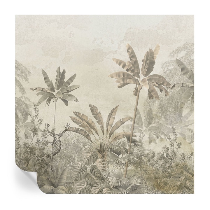 Tapet autocolant Tulup, jungla tropicală, gri, 250x250cm