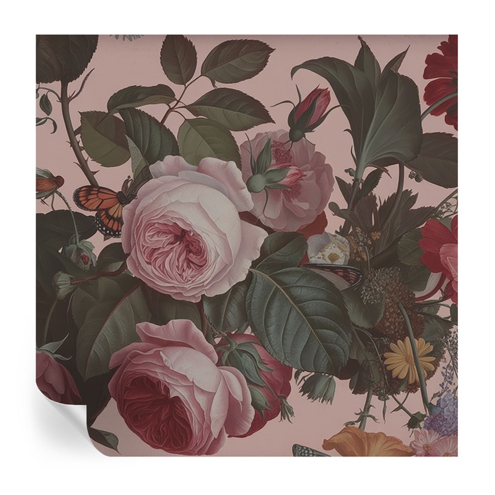 Fototapet autocolant, Tulup, Eleganta florala, Roz, 250x250cm