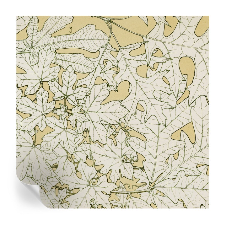 Tapet Autocolant De Perete, Tulup, Frunze de copac, Galben, 250 x 250 cm, Decorativ, Usor De Curatat, 010170060030000285487