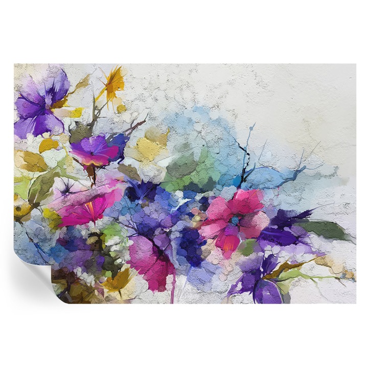 Fototapet Tulup, Flori abstracte, Negru, 208 x 146 cm, Autoadeziv