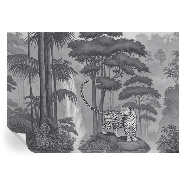 Fototapet autocolant, Tulup, Jungla tropicală, Gri, 208x146 cm, Rezistent la umiditate