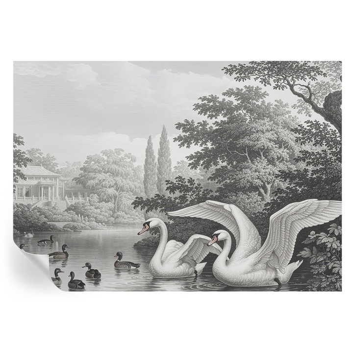 Tapet autocolant tulup, Eleganta naturii, Negru, 208x146 cm, lavabil