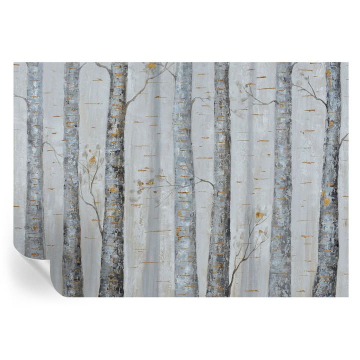 Öntapadós Dekor Tapéta, Tulup, Nyírfák, Szürke, 208 x 146 cm, Dekoráció, Nedvesség- És Foltálló, 010170060950000285222