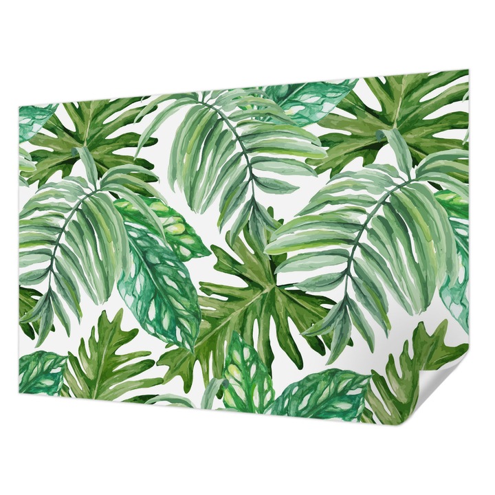 Öntapadós Tapéta Falra, Wallfluent, Egzotikus levelek, Zöld, 152 x 104 cm, Könnyen Tisztítható, Nedvességálló, 010170060180000011067