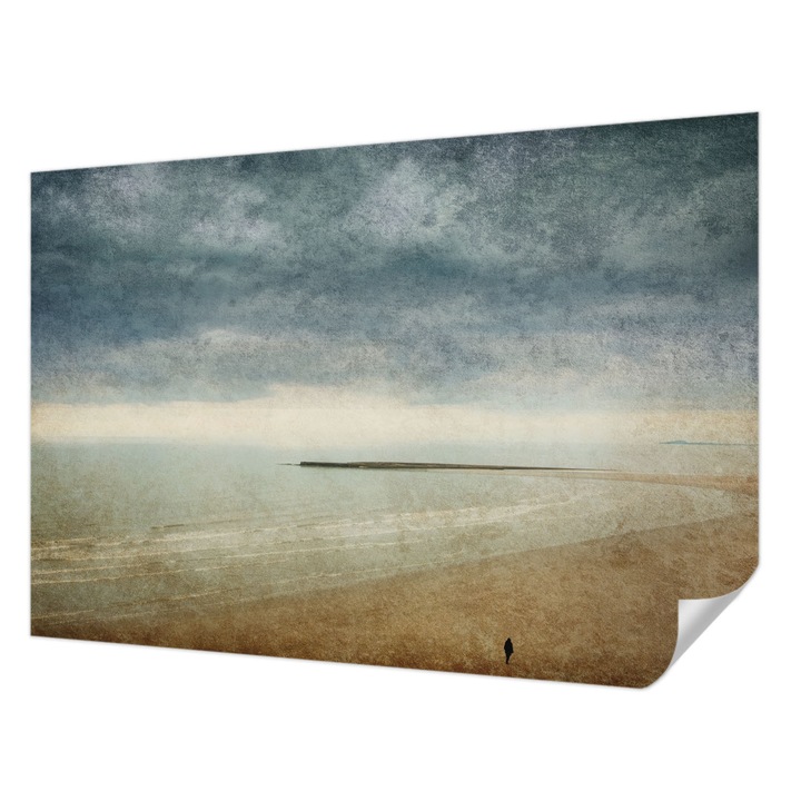 Öntapadós Dekor Tapéta, Wallfluent, Nosztalgikus táj, Szürke, 152 x 104 cm, Modern Dizájn, Könnyen Felszerelhető És Tisztítható, 010170060180000284775