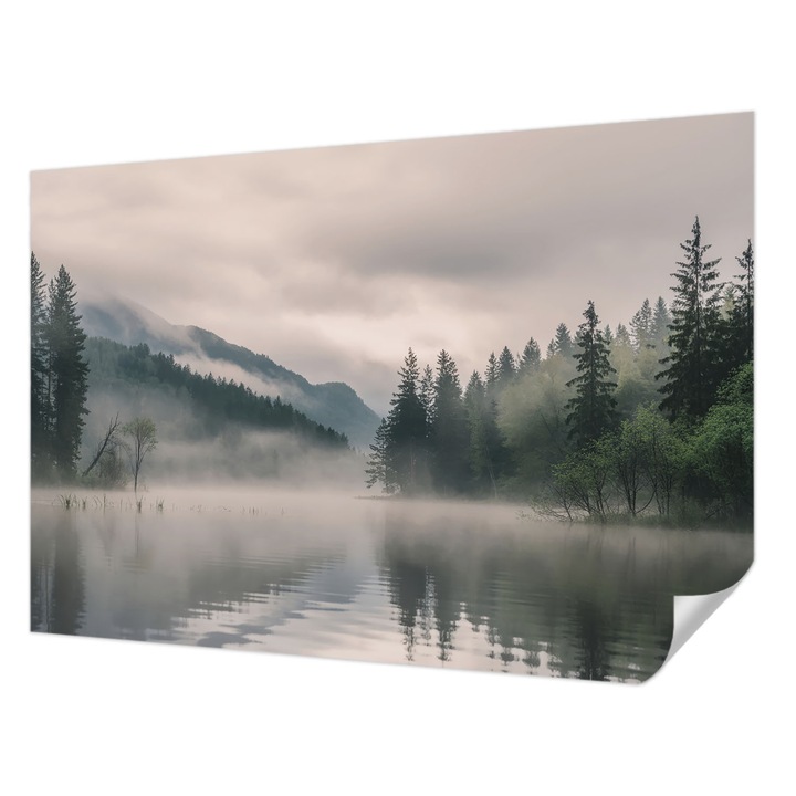 Öntapadós Fotótapéta Falra, Wallfluent, Légköri tó, Szürke, 152 x 104 cm, Fali Dekoráció, Nedvesség- És Foltálló, 010170060180000285125