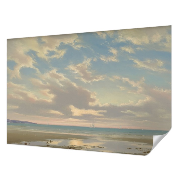 Öntapadós Tapéta Fali Dekoráció, Wallfluent, Egy csendes part, Kék, 152 x 104 cm, Modern Dizájn, Nedvesség- És Foltálló, 010170060180000285172