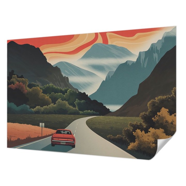 Öntapadós Dekor Tapéta, Wallfluent, Hegyi kaland, Narancssárga, 152 x 104 cm, Fali Dekoráció, Nedvesség- És Foltálló, 010170060180000285197