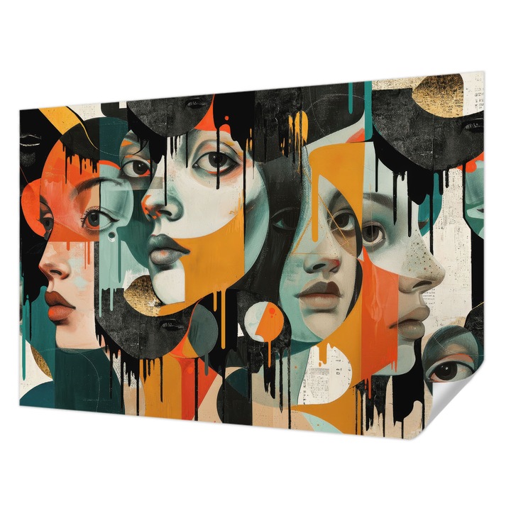 Tapet Textil Autocolant, Wallfluent, Fete colorate, Negru, 152 x 104 cm, Pentru Interior, Usor De Curatat, 010170060180000285337