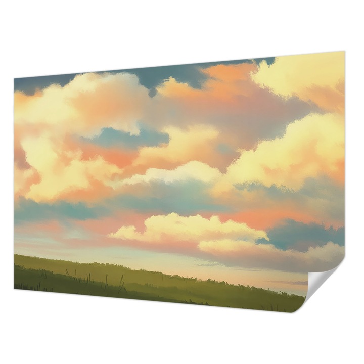 Tapet Autocolant De Perete, Wallfluent, Nori de cer, Portocaliu, 152 x 104 cm, Pentru Baie, Bucatarie, 010170060180000285196