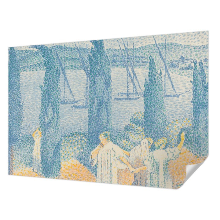 Tapet Textil Autocolant, Wallfluent, Zi lenesa, Albastru, 152 x 104 cm, Detasabil, Lavabil, 010170060180000285389