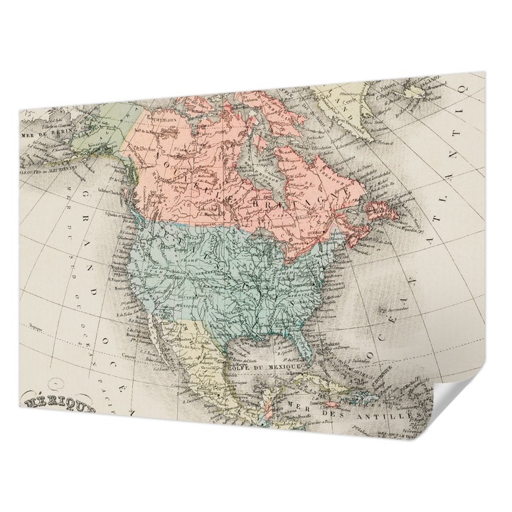 Fali Fotótapéta Autocolant, Wallfluent, Harta istorica, Maro, 152 x 104 cm, Pentru Baie, Bucatarie, 010170060180000285429