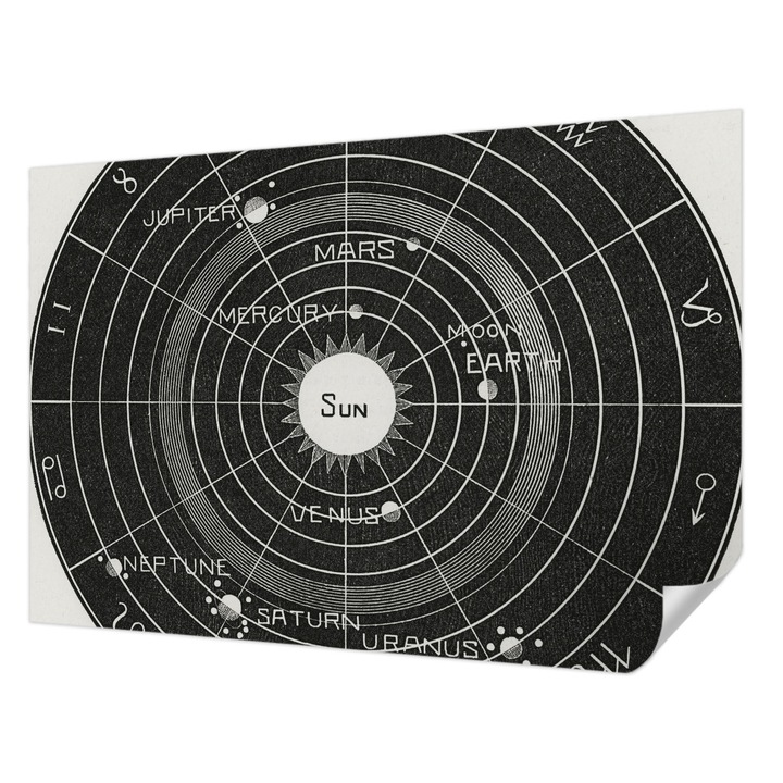 Öntapadós Tapéta Fali Dekoráció, Wallfluent, Kozmikus diagram, Fekete, 152 x 104 cm, Előszobába, Hálószobába, 010170060180000285449