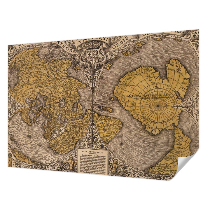 Fali Fotótapéta Autodeziv, Wallfluent, Cartografie istorica, Galben, 152 x 104 cm, Decorativ, Usor De Instalat, 010170060180000285504