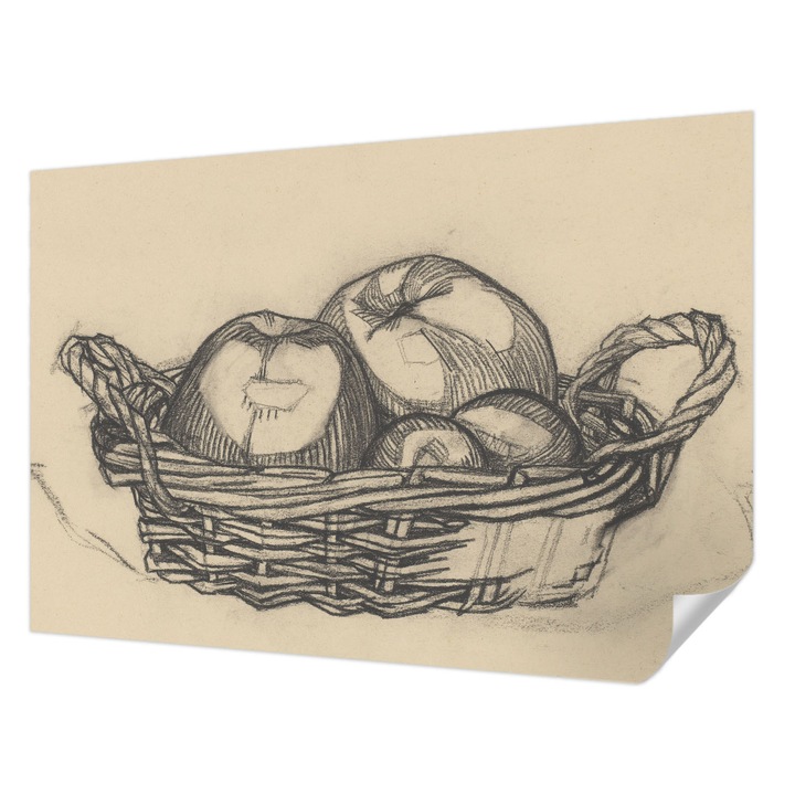 Fali Fotótapéta Autocolant, Wallfluent, Cos cu fructe, Alb, 152 x 104 cm, Pentru Interior, Usor De Curatat, 010170060180000285508