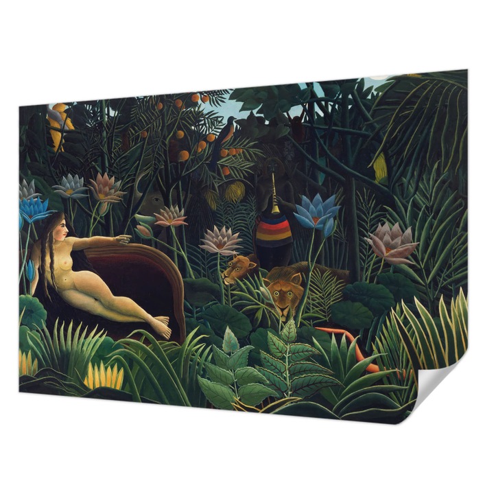 Öntapadós Tapéta Fali Dekoráció, Wallfluent, Egzotikus dzsungel, Zöld, 152 x 104 cm, Klasszikus, Könnyen Felszerelhető, 010170060180000285645