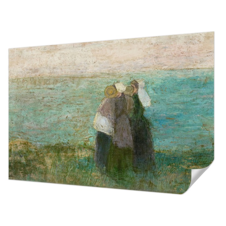 Tapet Textil Autocolant, Wallfluent, Reflectie pe malul marii, Verde, 152 x 104 cm, Pentru Baie, Bucatarie, 010170060180000285660