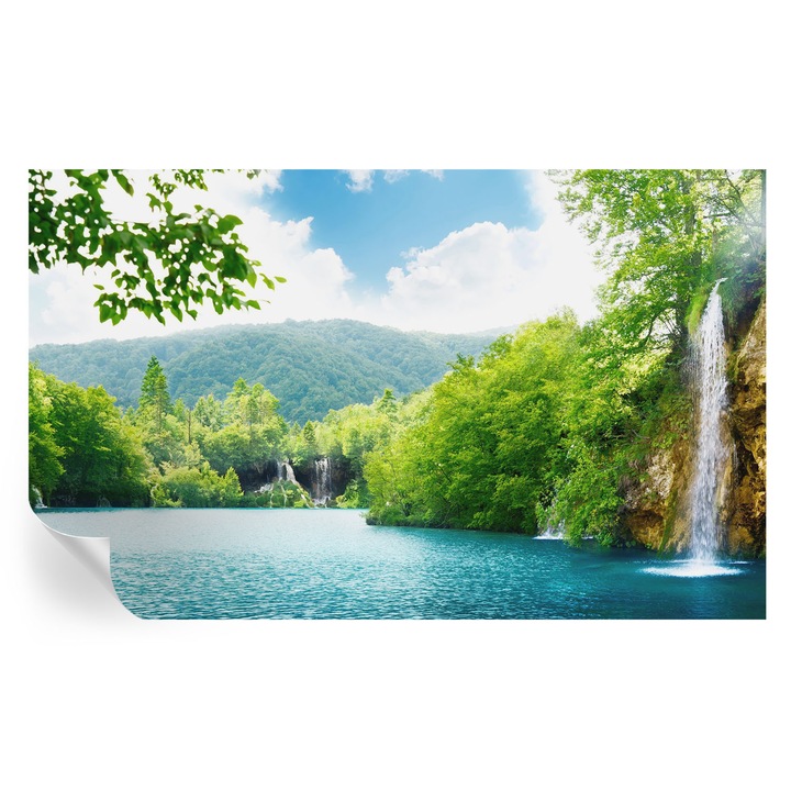 Öntapadós Tapéta Falra, Tulup, Természetes vízesés, Zöld, 416 x 254 cm, Dekoráció, Nedvességálló, 010170060070000000656