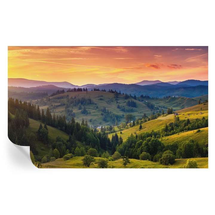 Öntapadós Tapéta Falra, Tulup, Hegyi táj, Sárga, 416 x 254 cm, Dekoráció, Nedvességálló, 010170060070000001914