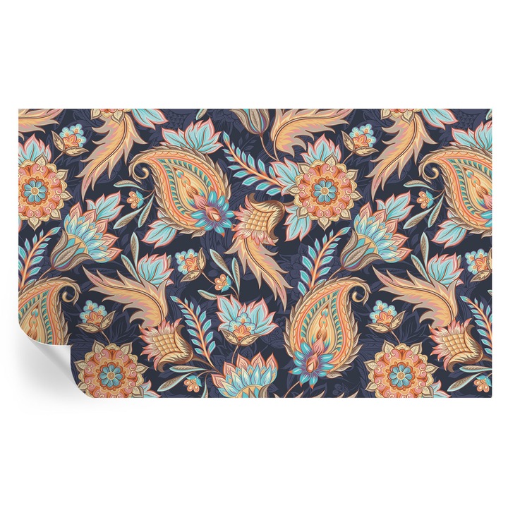 Öntapadós Tapéta Fali Dekoráció, Tulup, Virágminta, Tengerészkék, 416 x 254 cm, Dekor, Könnyen Felszerelhető, 010170060070000013164