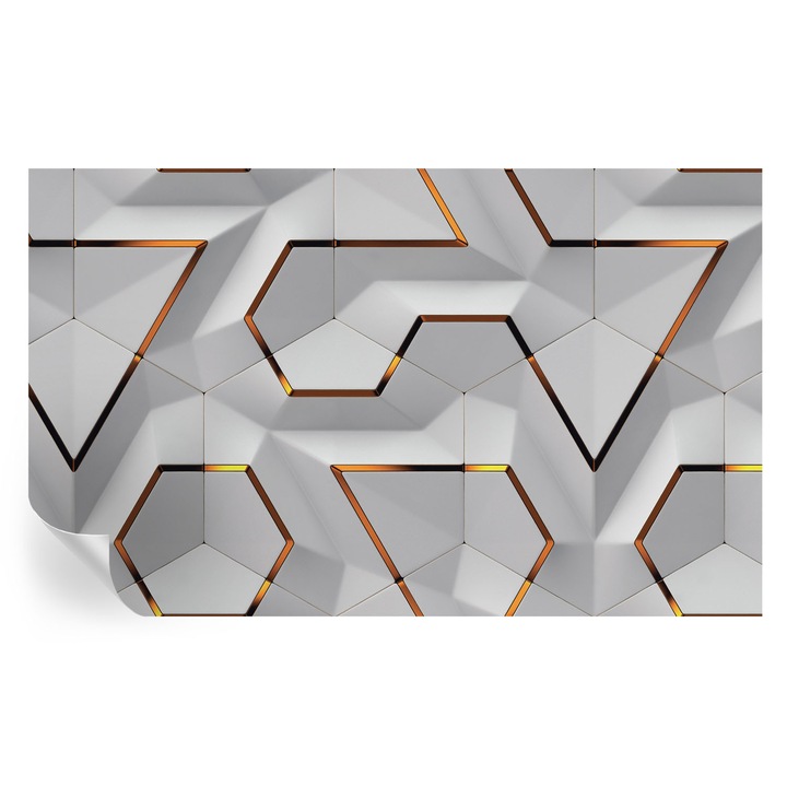 Öntapadós Tapéta Fali Dekoráció, Tulup, Háromdimenziós minták, Fehér, 416 x 254 cm, Dekor, Könnyen Felszerelhető És Tisztítható, 010170060070000056595