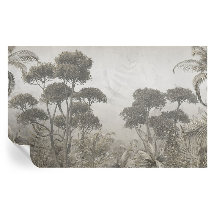 Tapet autocolant, tulup, jungla tropicală, alb, 416x254 cm
