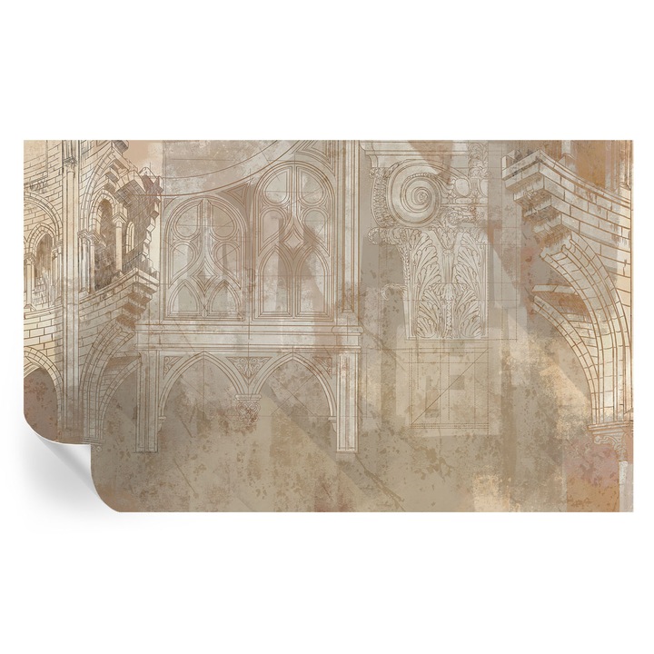 Самозалепващ Тапет, Tulup, Исторически орнаменти, Бяло, 416 x 254 cm, За Стена, За Кухня, Баня, 010170060960000282776