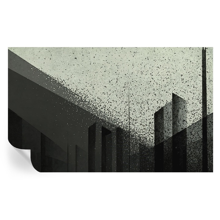 Fototapet autocolant Tulup, geometria orașului, negru, 416x254 cm