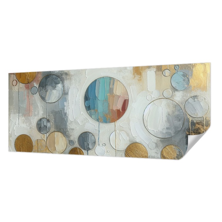 Fali Fotótapéta Autocolant, Wallfluent, Cercuri geometrice, Gri, 250 x 104 cm, Pentru Baie, Bucatarie, 010170060020000282723