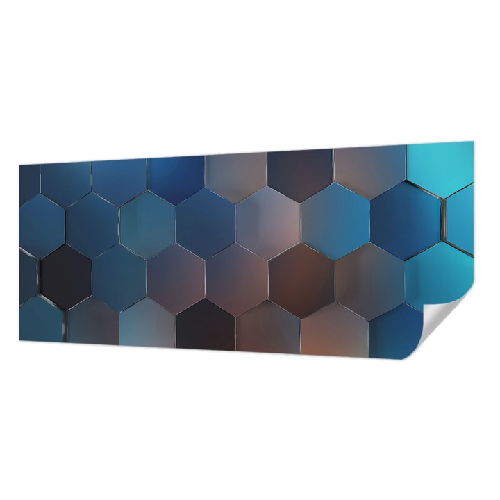 Tapet Autocolant De Perete, Wallfluent, Hexagone albastre, Albastru, 250 x 104 cm, Pentru Living, Birou, Hol, 010170060020000282856
