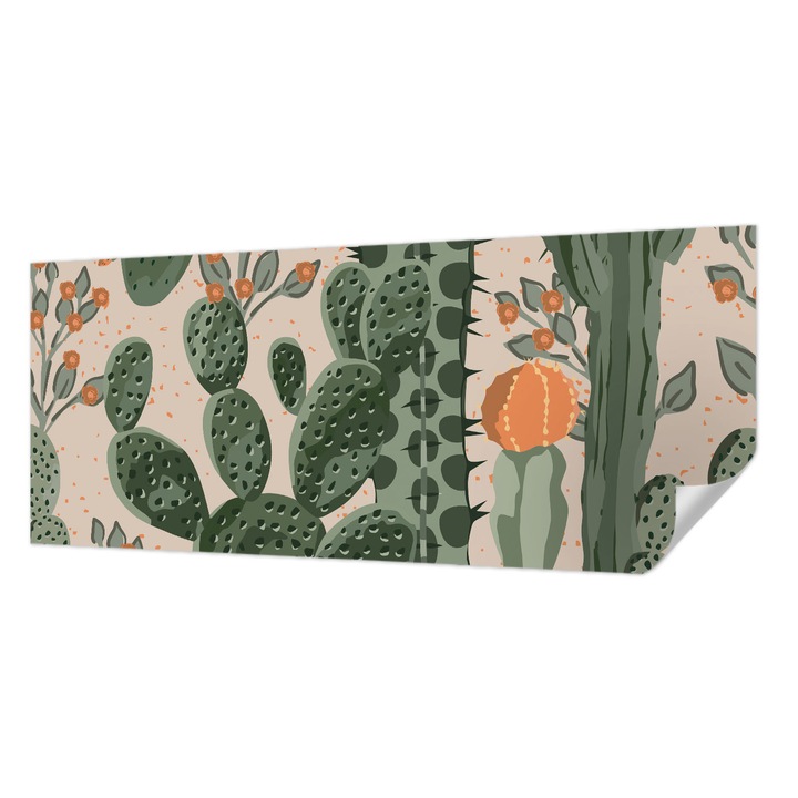 Fali Fotótapéta Autocolant, Wallfluent, Cactusi verzi, Verde, 250 x 104 cm, Pentru Interior, Usor De Curatat, 010170060020000020764