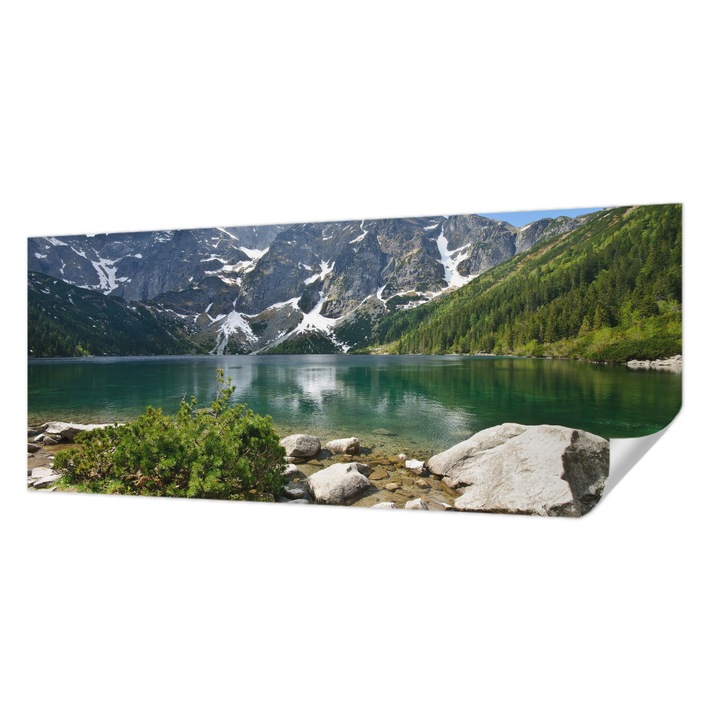 Tapet Autodeziv De Perete, Wallfluent, Lac de munte, Verde, 250 x 104 cm, Pentru Interior, Usor De Curatat, 010170060020000001044