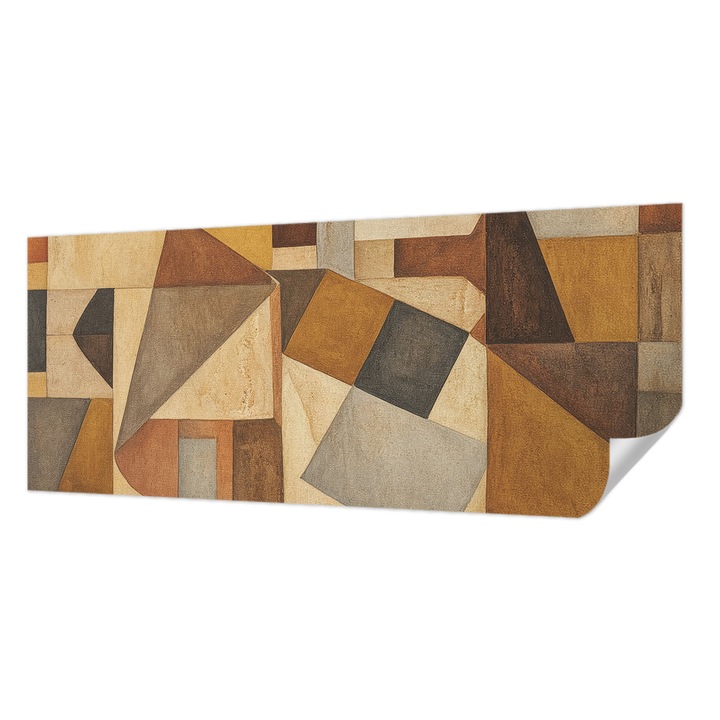 Tapet Autocolant De Perete, Wallfluent, Abstractie geometrica, Maro, 250 x 104 cm, Adeziv Puternic, Usor De Montat Si Rezistent, 010170060020000285087