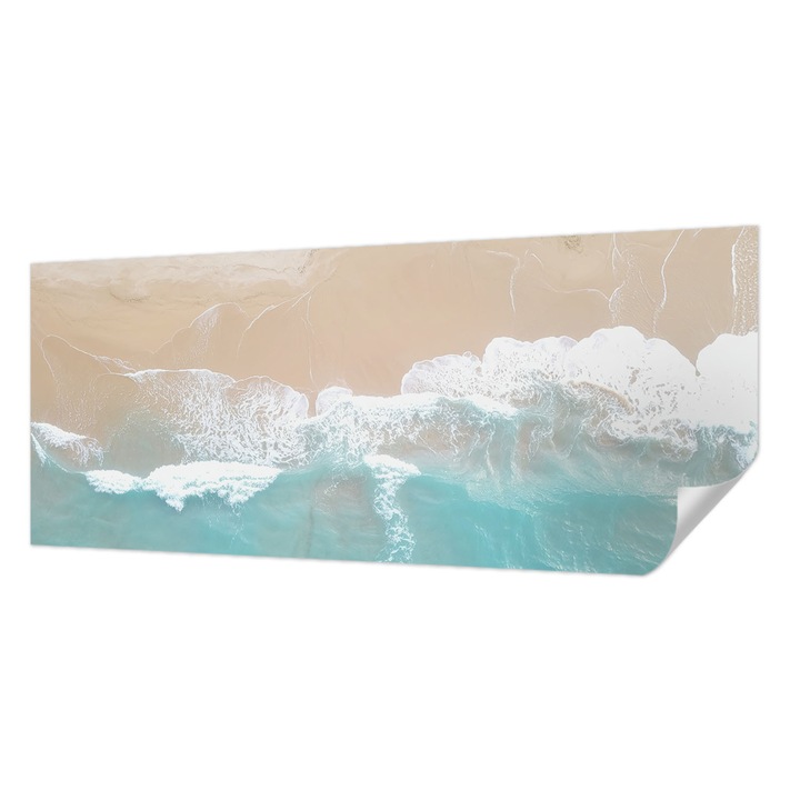 Tapet Textil Autocolant, Wallfluent, Valuri urlatoare, Bej, 250 x 104 cm, Detasabil, Lavabil, 010170060020000285060