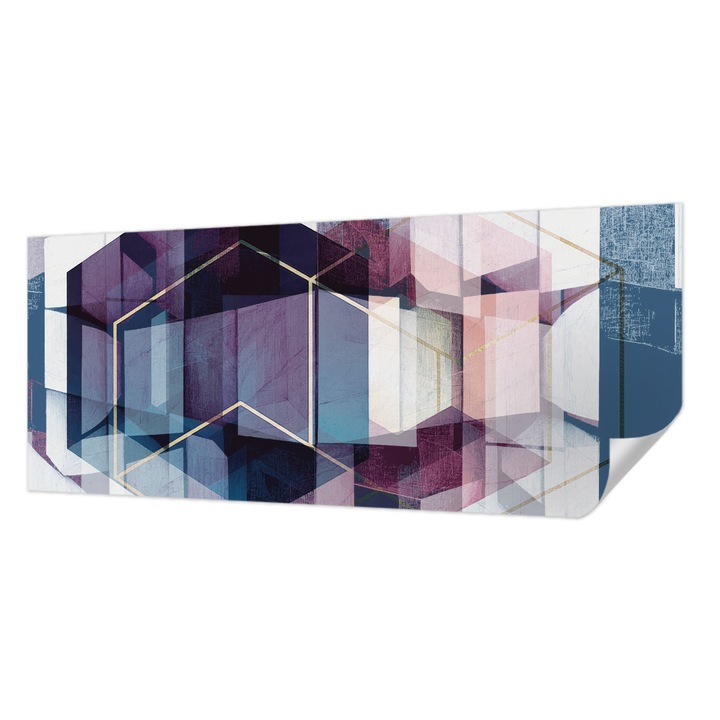 Fali Fotótapéta Autocolant, Wallfluent, Cuburi geometrice, Bleumarin, 250 x 104 cm, Pentru Perete, Rezistente La Apa, Umiditate Si Pete, 010170060020000285156