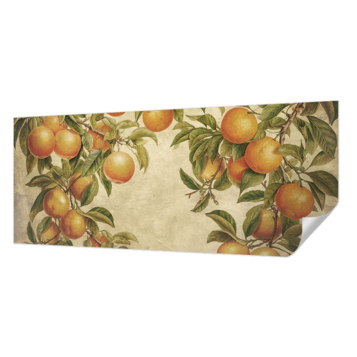 Fali Fotótapéta Autodeziv, Wallfluent, Ramuri de fructe, Verde, 250 x 104 cm, Detasabil, Lavabil, 010170060020000285311